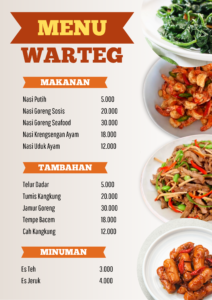 cokelat minimalis daftar menu warteg poster
