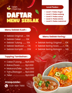 merah putih ilustrasi daftar menu seblak